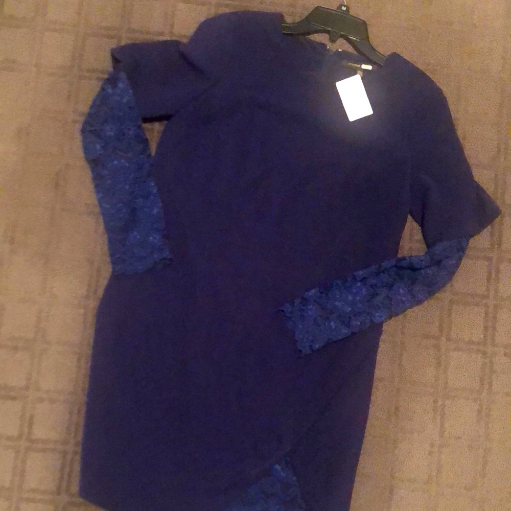 Navy blue party dress with lace